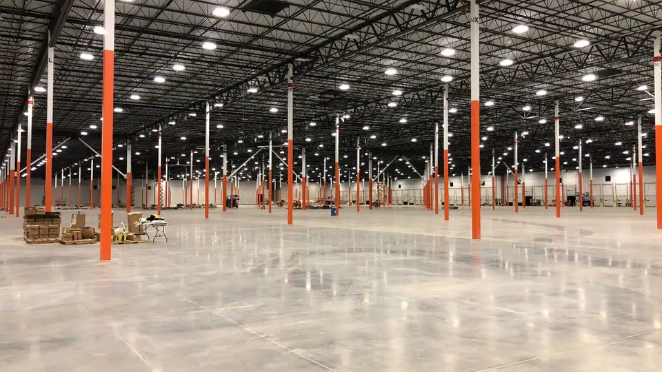 High-bay lighting installed by J&K Electric LLC in a Dallas-area distribution facility